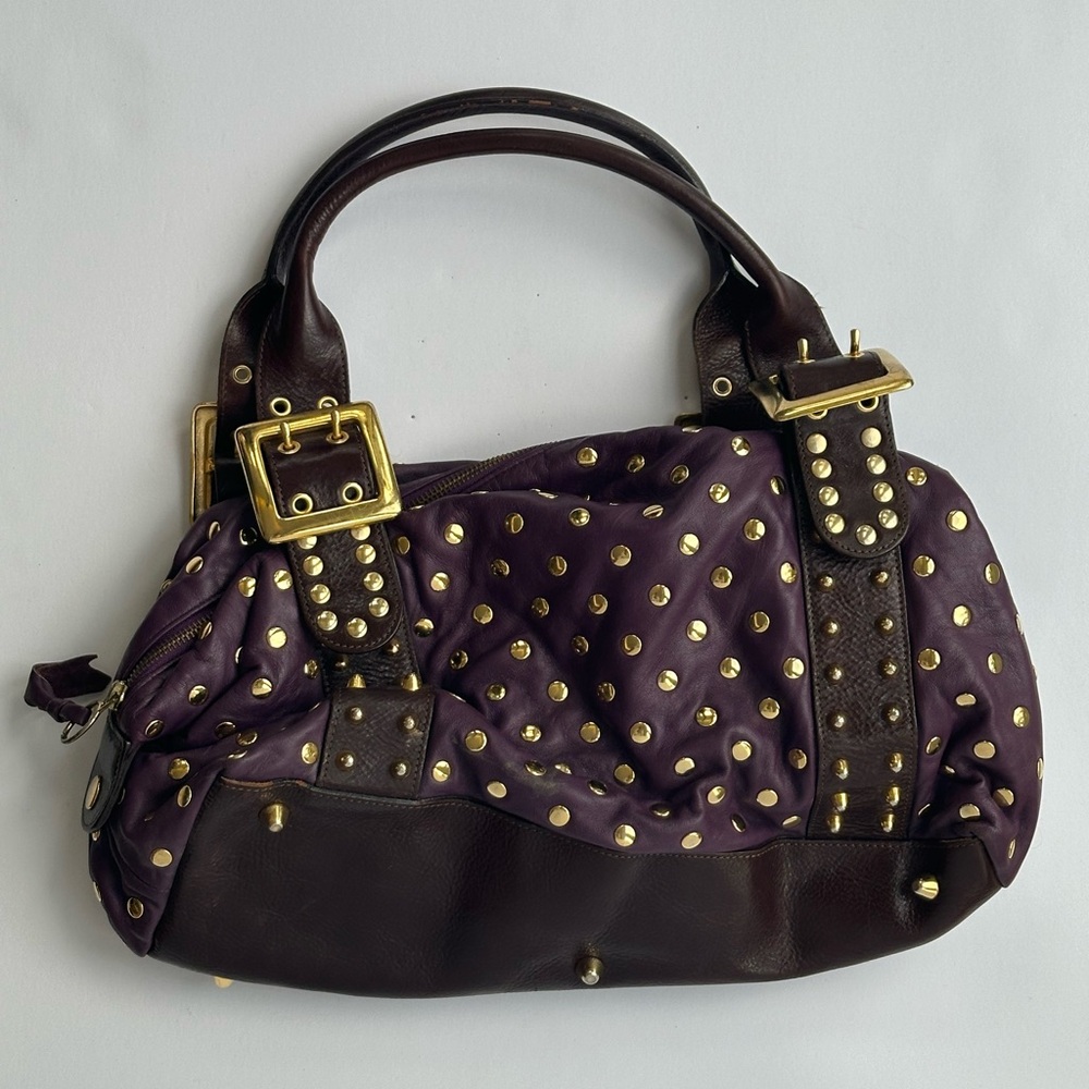 Studded Purple and Brown Handbag